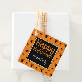 Spiders Happy Halloween Black Orange Custom Geschenkanhänger