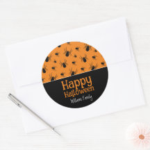 Spiders Happy Halloween Black Orange Custom