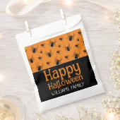 Spiders Happy Halloween Party Black Orange Custom Geschenktütchen (Ausgeschnitten)