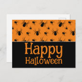 Spiders Happy Halloween Party Black Orange Custom Postkarte (Vorne/Hinten)