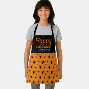Spiders Happy Halloween Party Black Orange Custom Schürze