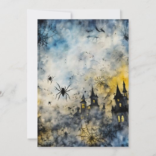 Spiders Haunted House Spooktacular Halloween Party Einladung (Rückseite)