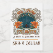 Spiders & Lilies Spooky Halloween Personalisiert Weinetikett (Einzelnes Label)