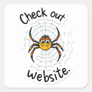 Spider's Web Design - 'Karo out website' Pun Quadratischer Aufkleber