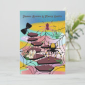 Spiders web Noble Shoes Path Bow Krawatte Hochzeit Einladung (Stehend Vorderseite)