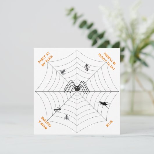 Spider's Web-Party an My Place - Party Einladung (Stehend Vorderseite)