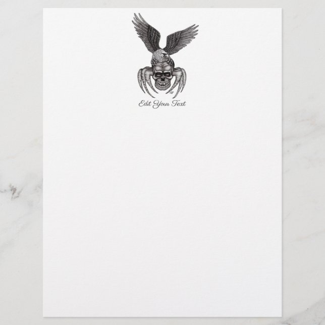 Spiderskull mit Adler im Tattoo-Stil Letterhead Briefbogen (Vorderseite)