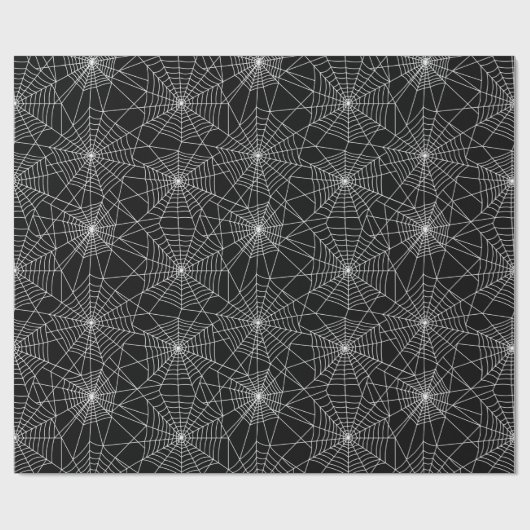 Spiderweb Black and White Halloween Geschenkpapier (Flach)