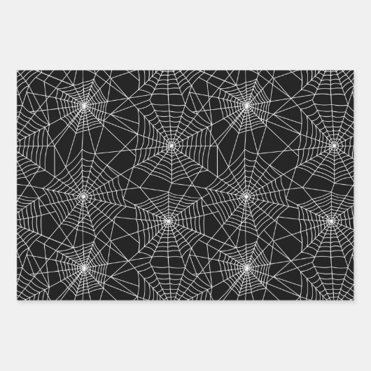 Spiderweb Black and White Halloween Geschenkpapier Set (Vorderseite)