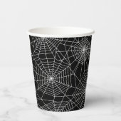 Spiderweb Black and White Halloween Pappbecher (Rückseite)
