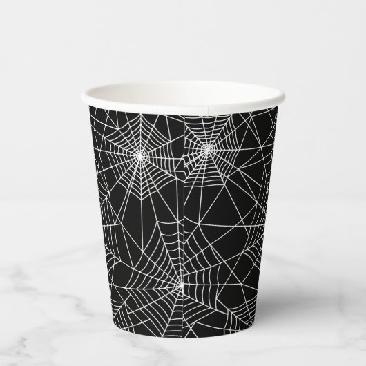 Spiderweb Black and White Halloween Pappbecher (Rechts)