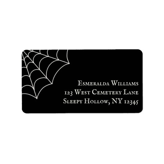 Spiderweb Black and White Rücksendeadresse Adressaufkleber (Vorne)