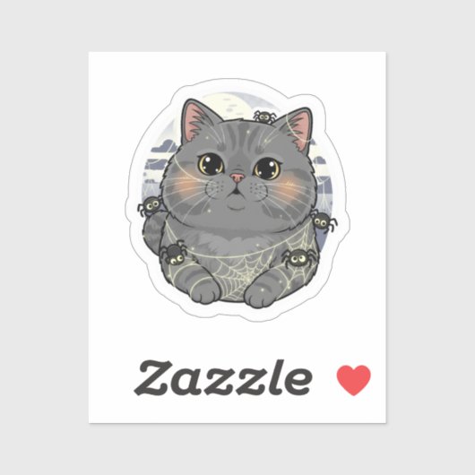 Spiderweb brit - British Shorthair Cat Halloween Aufkleber (Blatt)