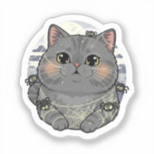 Spiderweb brit - British Shorthair Cat Halloween Aufkleber (Vorderseite)