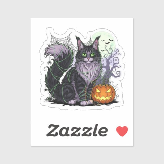 Spiderweb Coon - Maine Coon Halloween Aufkleber (Blatt)