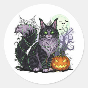 Spiderweb Coon - Maine Coon Halloween Runder Aufkleber
