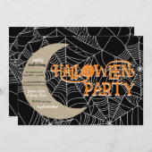 Spiderweb Crescent Moon Halloween Party Einladung (Vorne/Hinten)