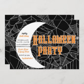 Spiderweb Crescent Moon Halloween Party Einladung (Vorne/Hinten)