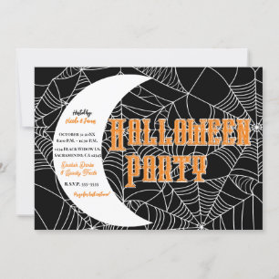 Spiderweb Crescent Moon Halloween Party Einladung