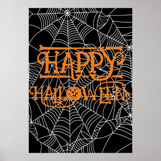 Spiderweb Crescent Moon Halloween Party Poster (Vorne)