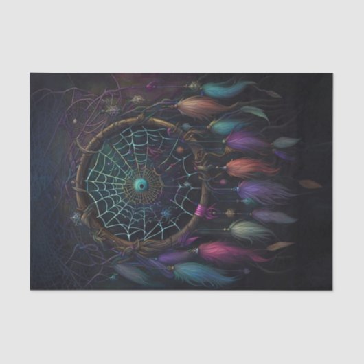 Spiderweb Dreamcatcher Bright Feather Decoupage Seidenpapier (Vorderseite)