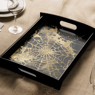 Spiderweb Elegance   Creepy Beautiful Gold Cobweb Seidenpapier