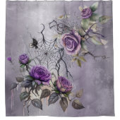 Spiderweb Elegance | Creepy Beautiful Rosen floral Duschvorhang (Vorderseite)
