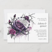 Spiderweb Elegance | Creepy Beautiful Rosen floral Einladung (Vorderseite)