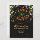 Spiderweb floral Halloween-Party Einladung (Vorderseite)