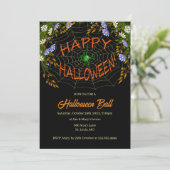 Spiderweb floral Halloween-Party Einladung (Stehend Vorderseite)
