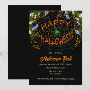 Spiderweb floral Halloween-Party Einladung