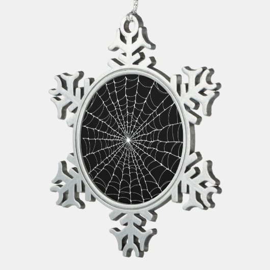 Spiderweb Goth Schneeflocken Zinn-Ornament (Rechts)