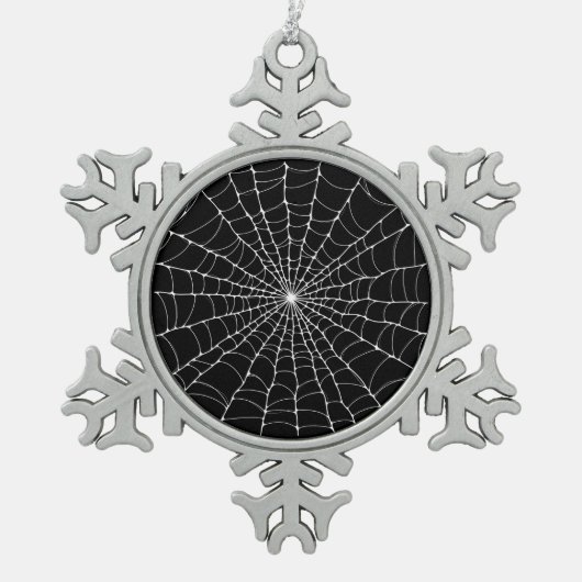 Spiderweb Goth Schneeflocken Zinn-Ornament (Vorderseite)