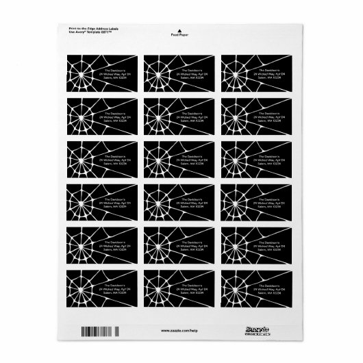 Spiderweb Halloween Address Label Adressaufkleber (Vorne)