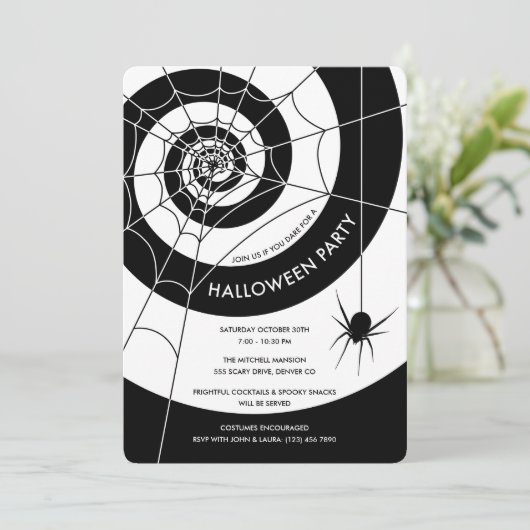 Spiderweb Halloween-Party Einladungen (Stehend Vorderseite)
