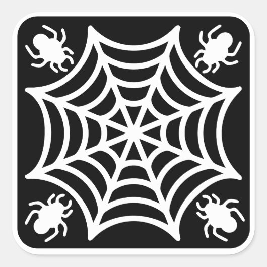 Spiderweb Halloween Quadratischer Aufkleber (Vorderseite)