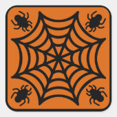 Spiderweb Halloween Quadratischer Aufkleber (Vorderseite)