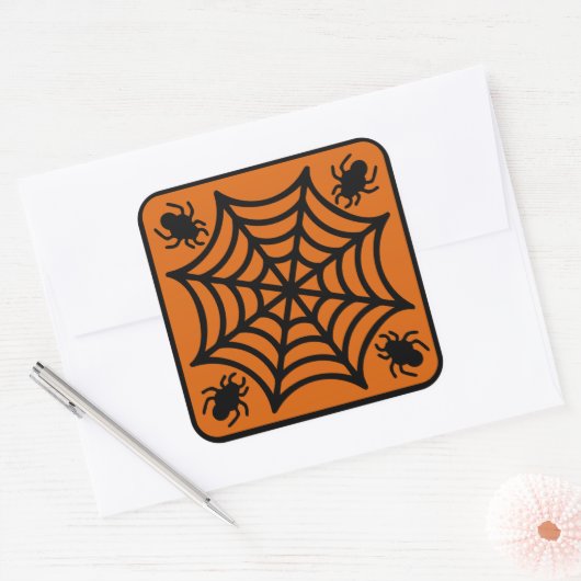 Spiderweb Halloween Quadratischer Aufkleber (Umschlag)