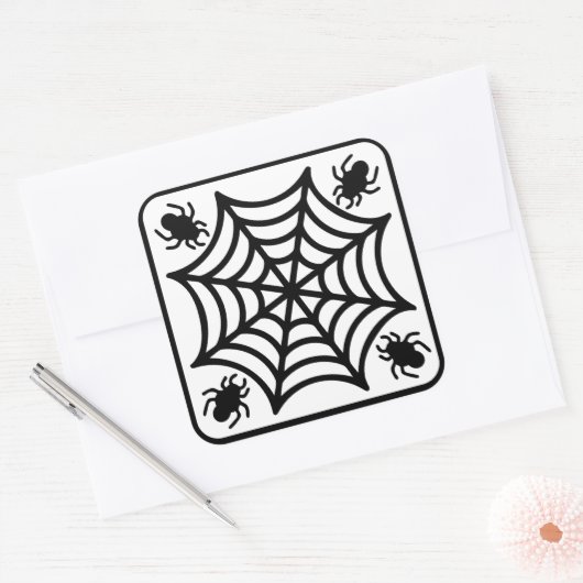 Spiderweb Halloween Quadratischer Aufkleber (Umschlag)