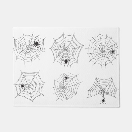 Spiderweb Halloween Schwarzweiß-Design Fußmatte (Vorderseite)