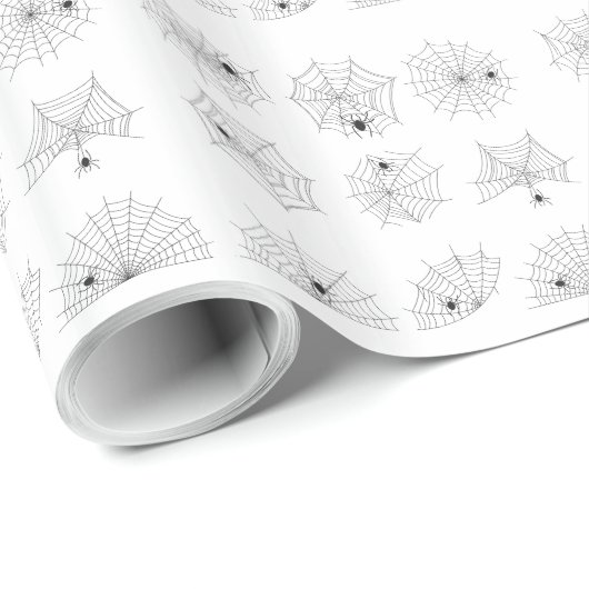 Spiderweb Halloween Schwarzweiß-Design Geschenkpapier (Rolleneckpunkt)