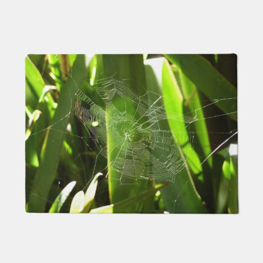 Spiderweb in tropischen Blätter Natur Fußmatte (Vorderseite)