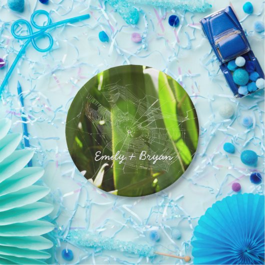 Spiderweb in tropischen Blätter Natur Pappteller (Party)