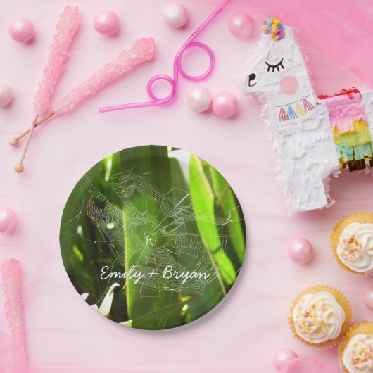 Spiderweb in tropischen Blätter Natur Pappteller (Party)