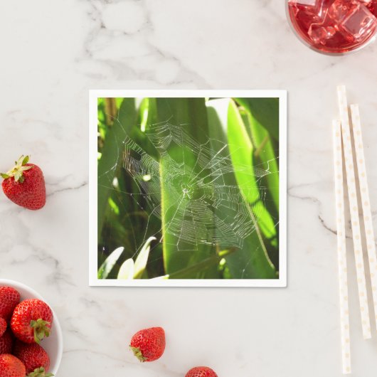 Spiderweb in tropischen Blätter Natur Serviette (Beispiel)