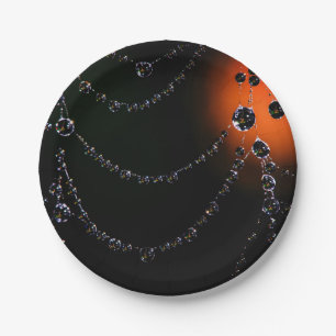Spiderweb Juwelen ernten Mond schwarz Orange Pappteller