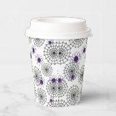 Spiderweb & Lila Spiders Halloween White Pattern Pappbecher (Rechts)