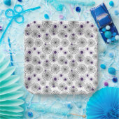 Spiderweb & Lila Spiders Halloween White Pattern Pappteller (Party)