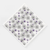 Spiderweb & Lila Spiders Halloween White Pattern Serviette (Ecke)