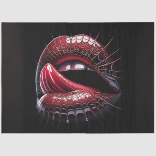 Spiderweb Lips Gothic Pop Art Surrealismus Entdeck Seidenpapier (Vorderseite)